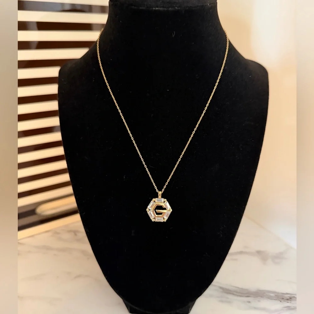 Givenchy with Baguette Crystal G Gold Necklace